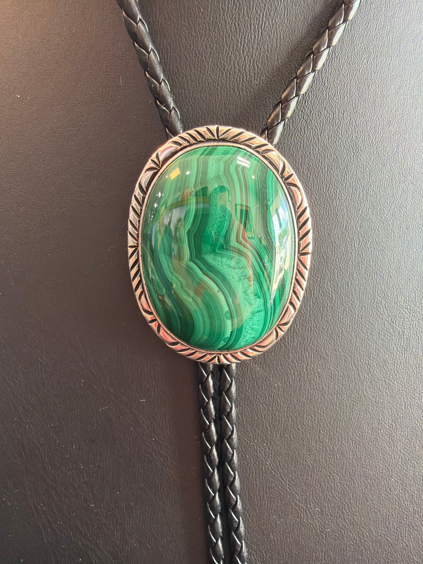 Malachite/Sterling Silver Bolo Tie