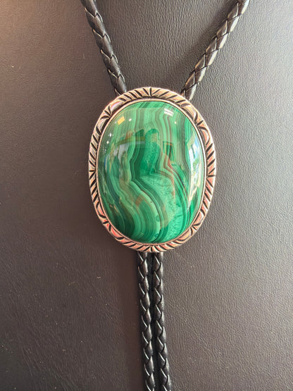 Malachite/Sterling Silver Bolo Tie