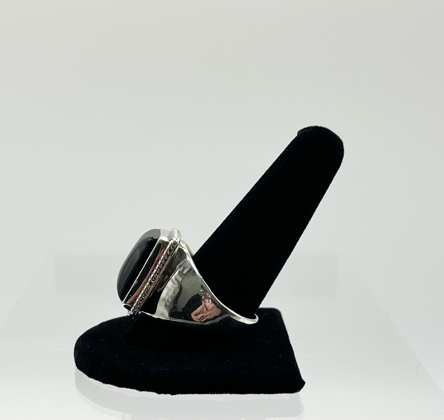 Men’s Onyx and Sterling Silver Ring; Size 13