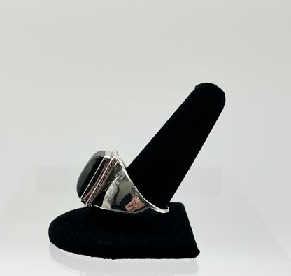 Men’s Onyx and Sterling Silver Ring; Size 13