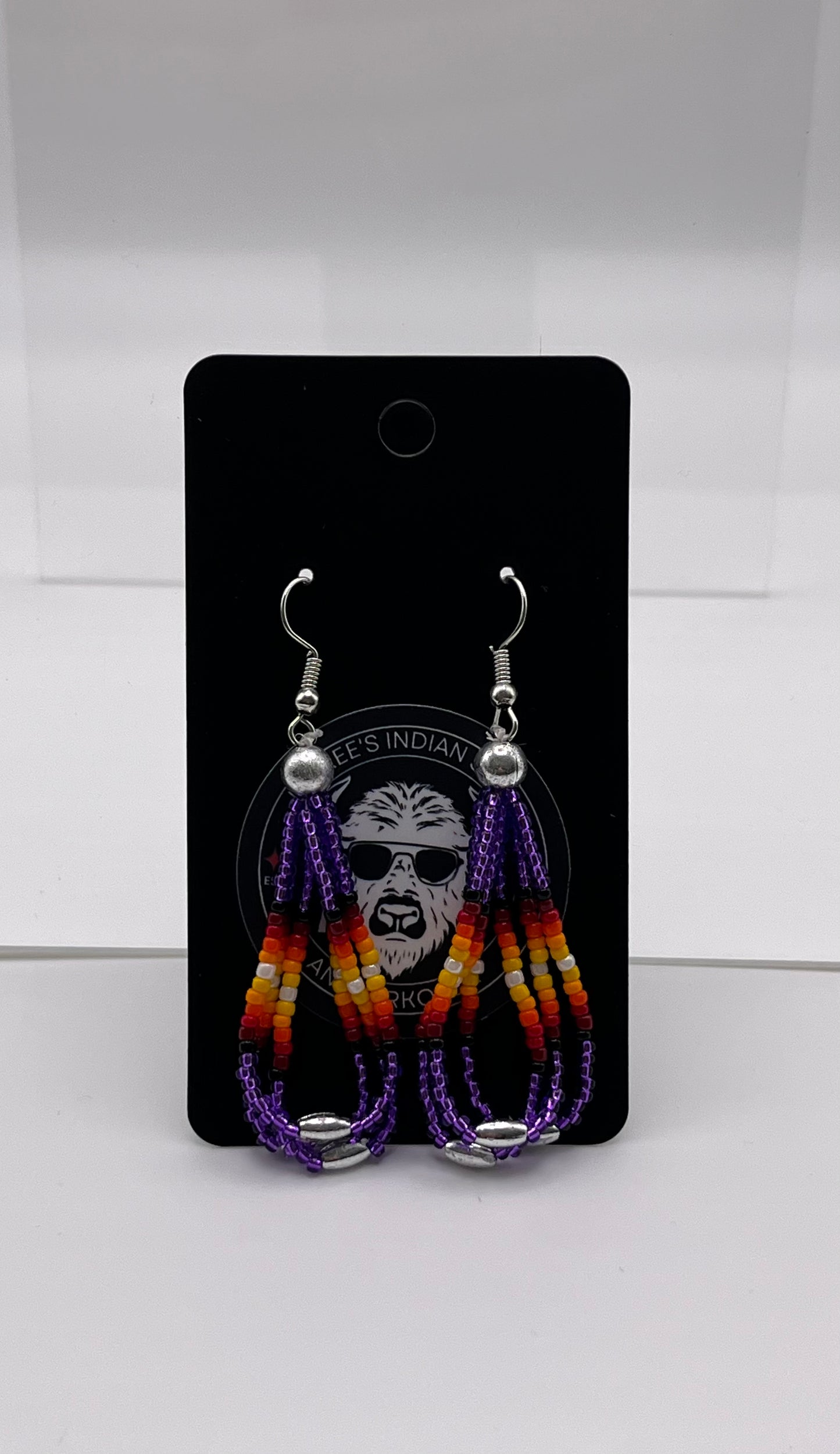 Medium Beaded Earrings Purple