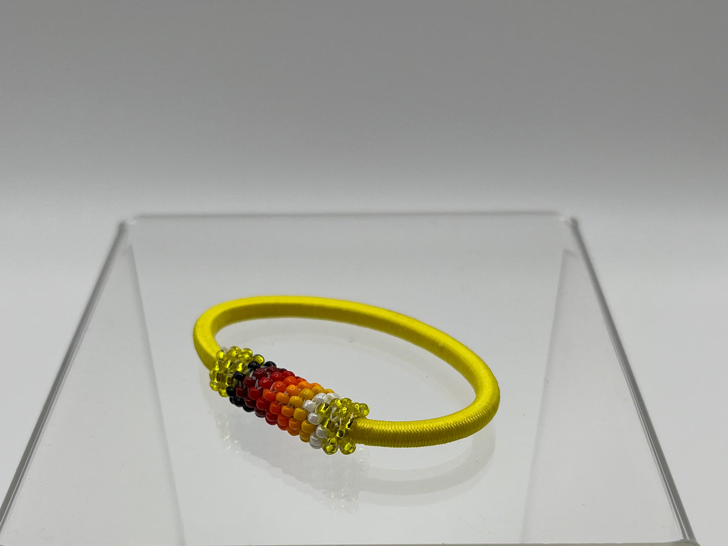 Beaded Hair Tie; Yellow