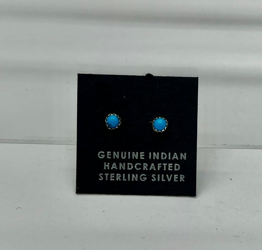 Petite Turquoise and Sterling Silver Stud Earrings