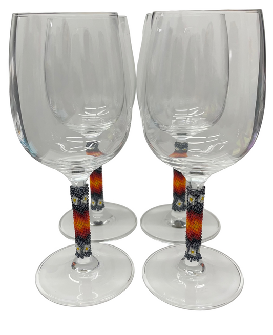 Beaded Wine Glasses; Gunmetal Grey (set of 4 glasses)
