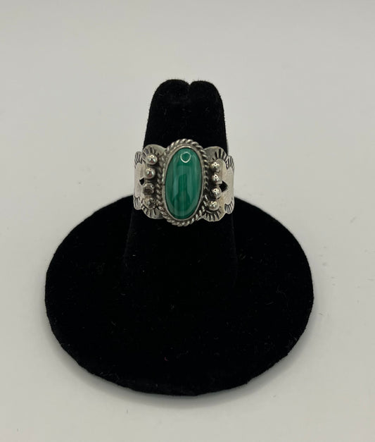 Malachite and Sterling Silver Ring Size 7