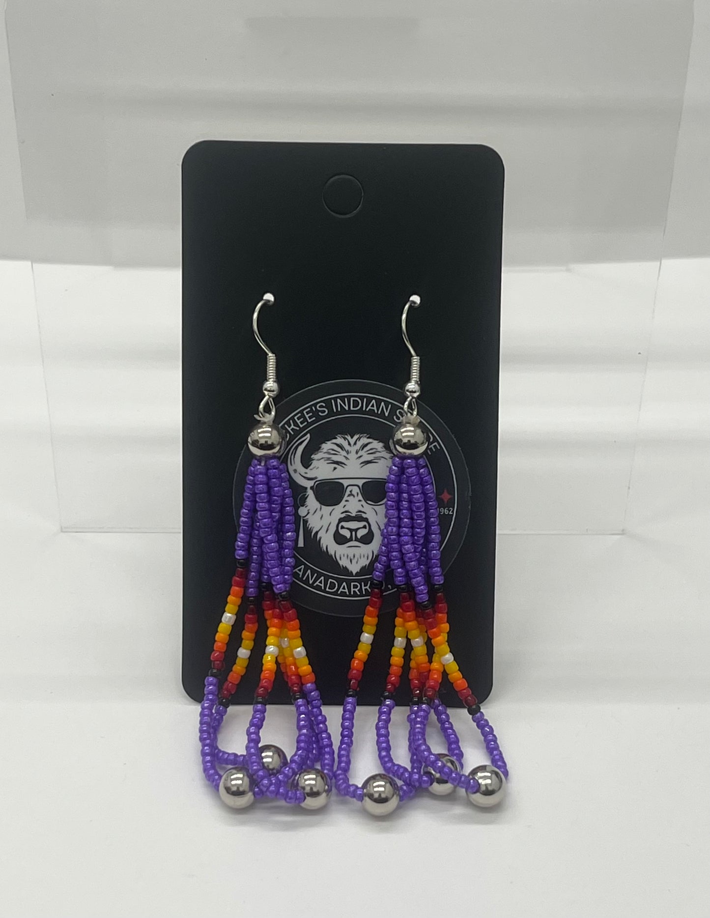 Large Beaded Earrings, Purple