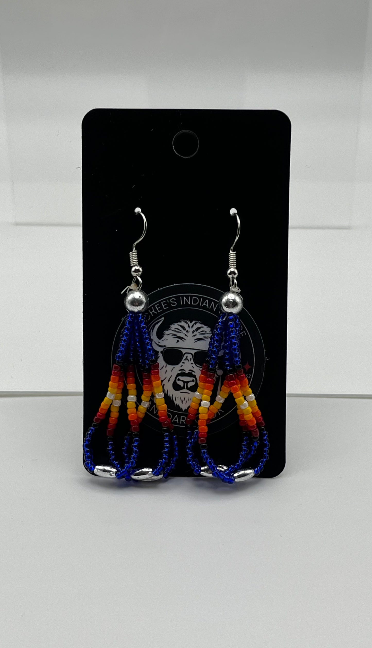 Medium Beaded Earrings Royal Blue