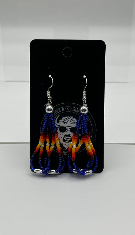 Medium Beaded Earrings Royal Blue