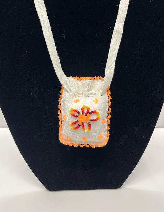 Beaded Cedar Bag; Neon Orange