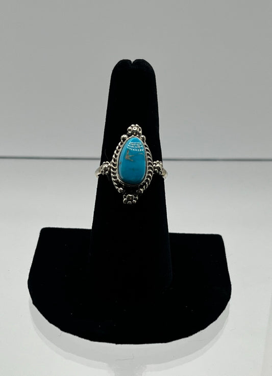 Kingman Turquoise and Sterling Silver Ring; Size 7.25