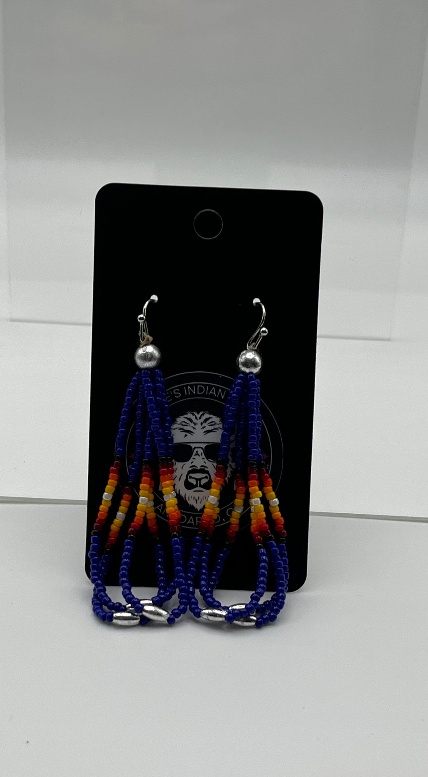 Large Beaded Earrings Royal Blue