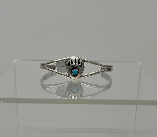 Baby Bracelet; Turquoise and Sterling Silver Bear Claw