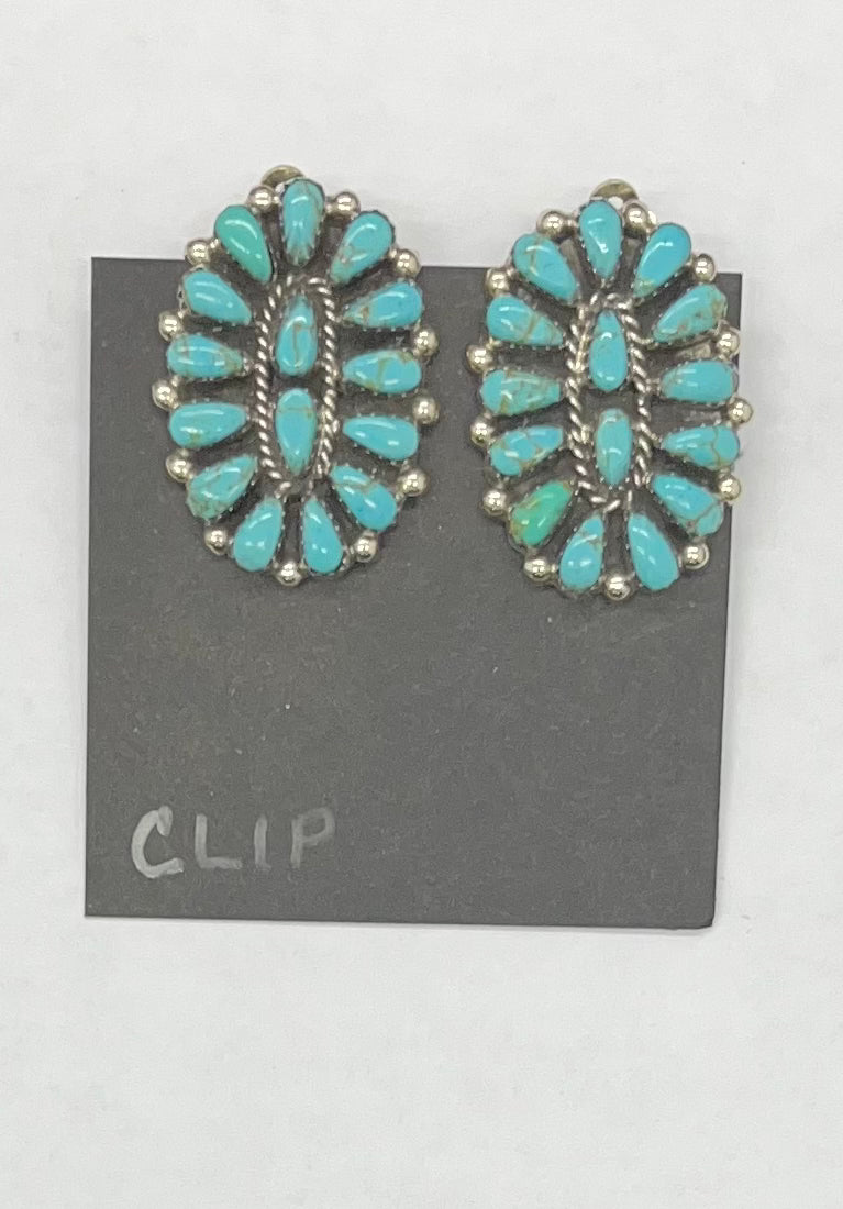 Turquoise and German Silver Earrings clip