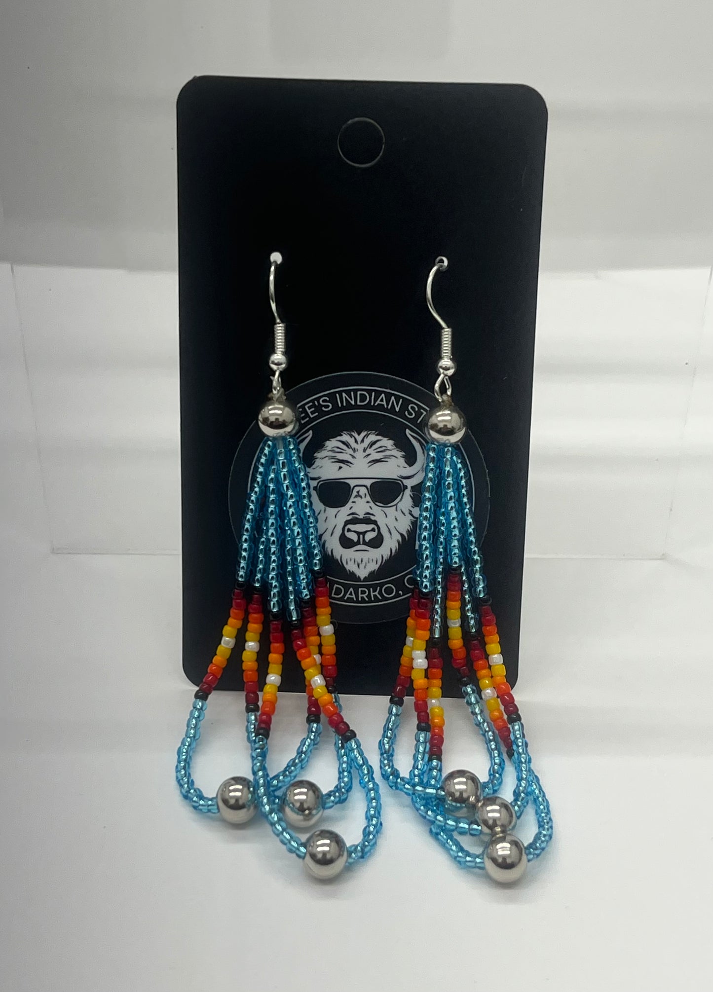 Large Beaded Earrings, Light Blue
