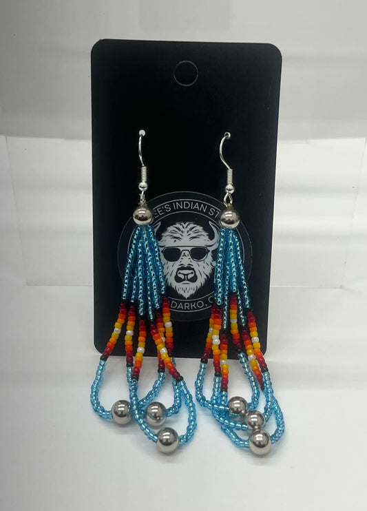Large Beaded Earrings, Light Blue