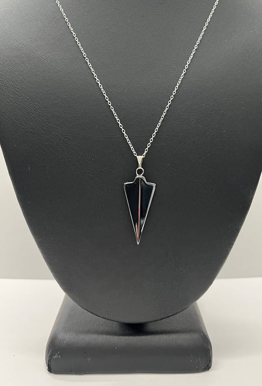 Hematite Arrowhead Pendant with Sterling Silver Chain