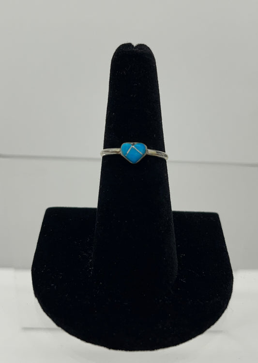 Petite Turquoise and Sterling Silver Heart Ring
