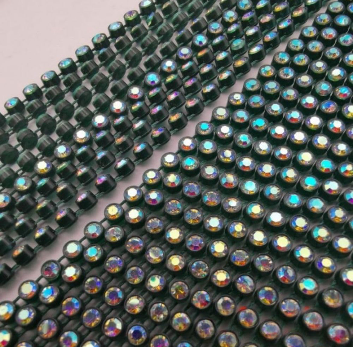 Rhinestone Banding; SS6 AB Forest Green (per yard)