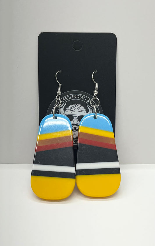 Oval Inlay Earrings; Striped