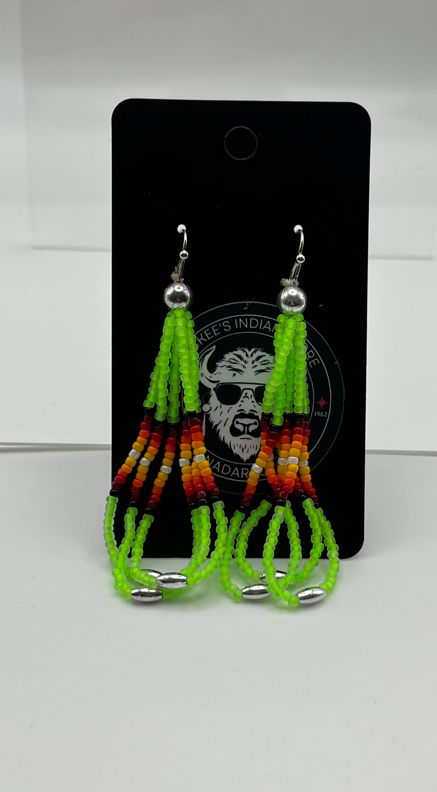 Large Beaded Earrings Neon Green