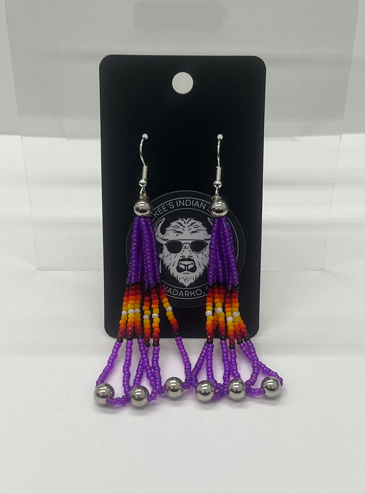 Large Beaded Earrings, Orchid