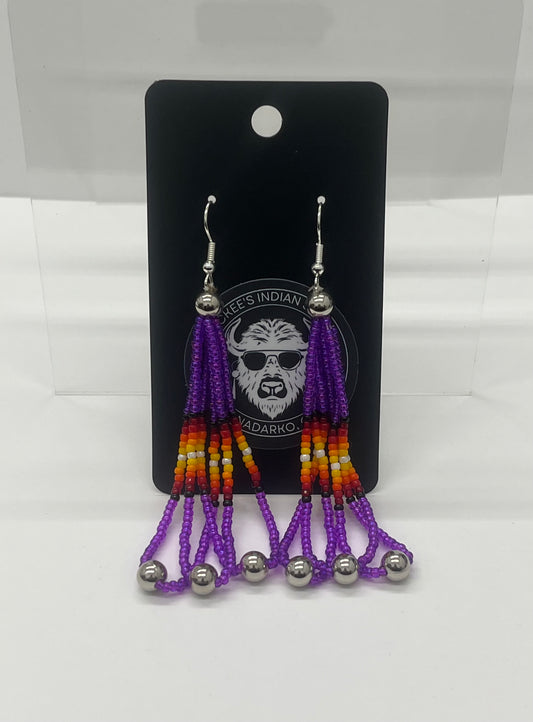 Large Beaded Earrings, Orchid