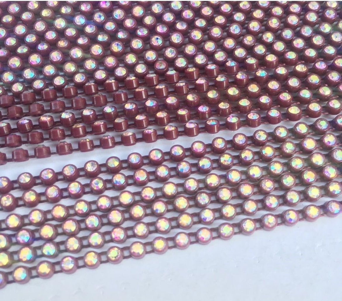Rhinestone Banding; SS6 AB Wine Red (per yard)