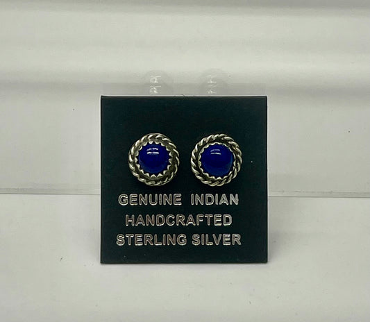 Petite Lapis Lazuli and Sterling Silver Stud Earrings