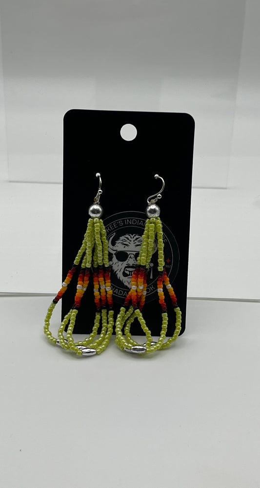 Large Beaded Earrings Light Green