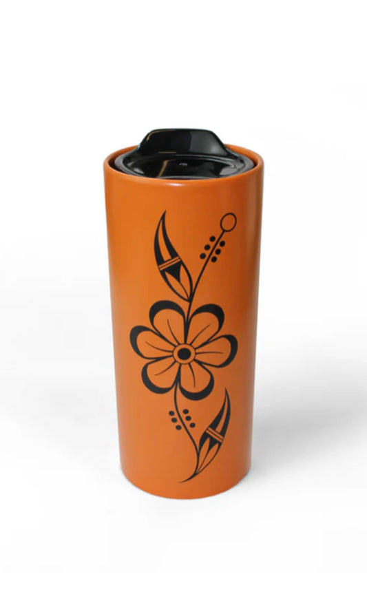 Eighth Generation Whispering Blossoms Double Wall Ceramic Tumbler
