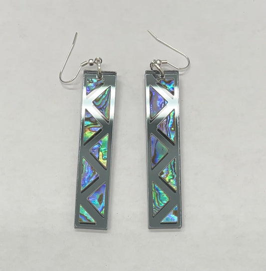 Warrior Spirit Earrings Gun Metal acrylic and Abalone