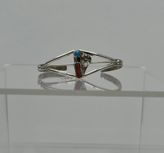 Baby Bracelet; Coral, Turquoise and Sterling Silver