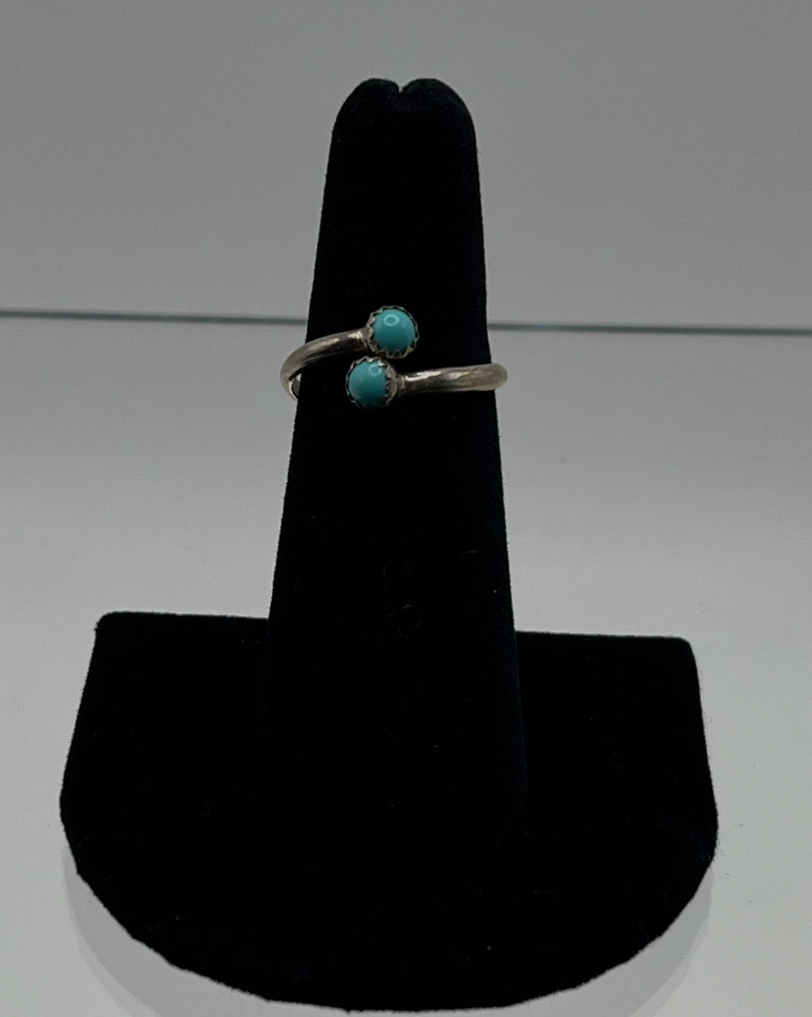 Petite Turquoise and Sterling Silver Bypass; Size 6.5