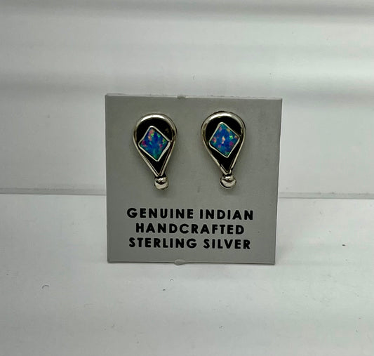 Small Opal and Sterling Silver Earrings