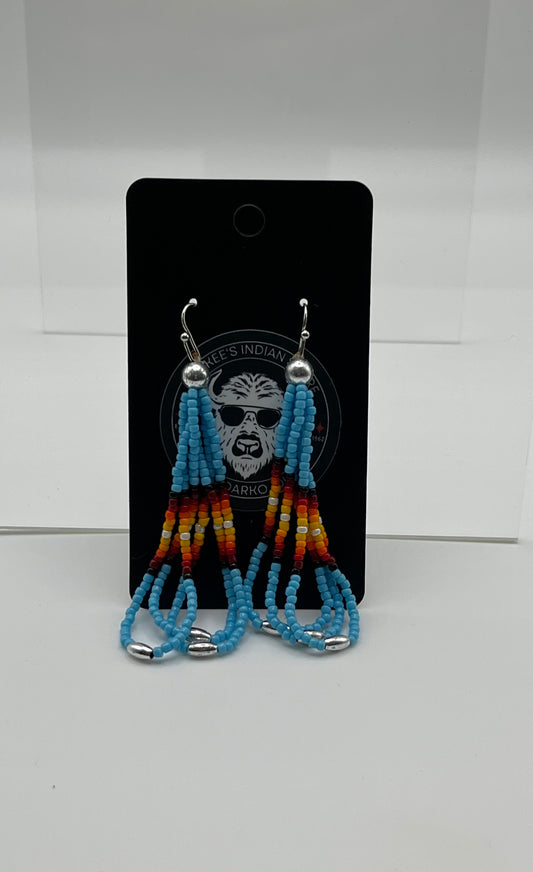 Large Beaded Earrings Light Blue