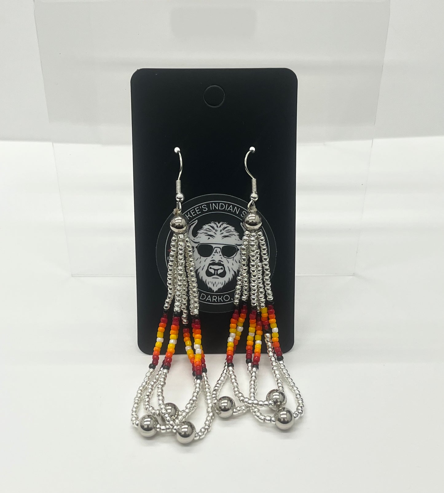Large Beaded Earrings, Silver