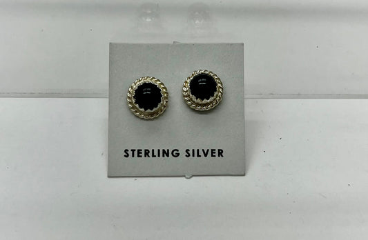 Petite Onyx and Sterling Silver Earrings