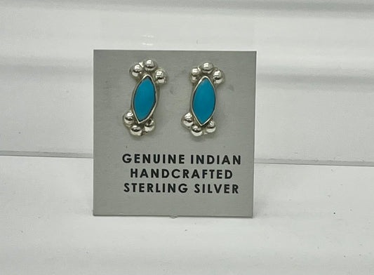 Small Turquoise and Sterling Silver Stud Earrings