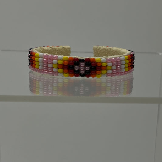 Beaded Baby Cuff Bracelet; Pink