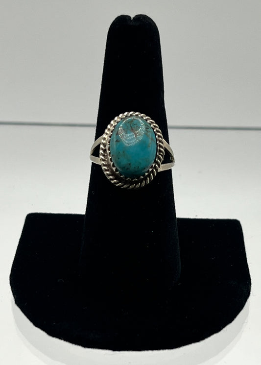 Turquoise and Sterling Silver Ring; Size 8.5