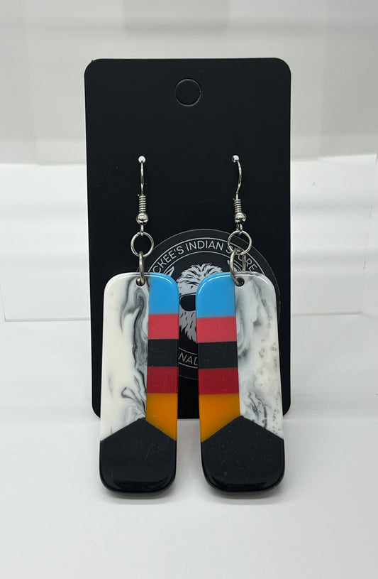 Inlay Earrings; Multi Color