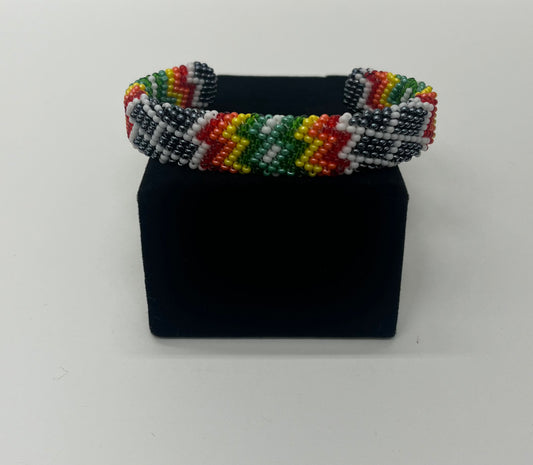 Large Beaded Bracelet; Gun Metal Grey