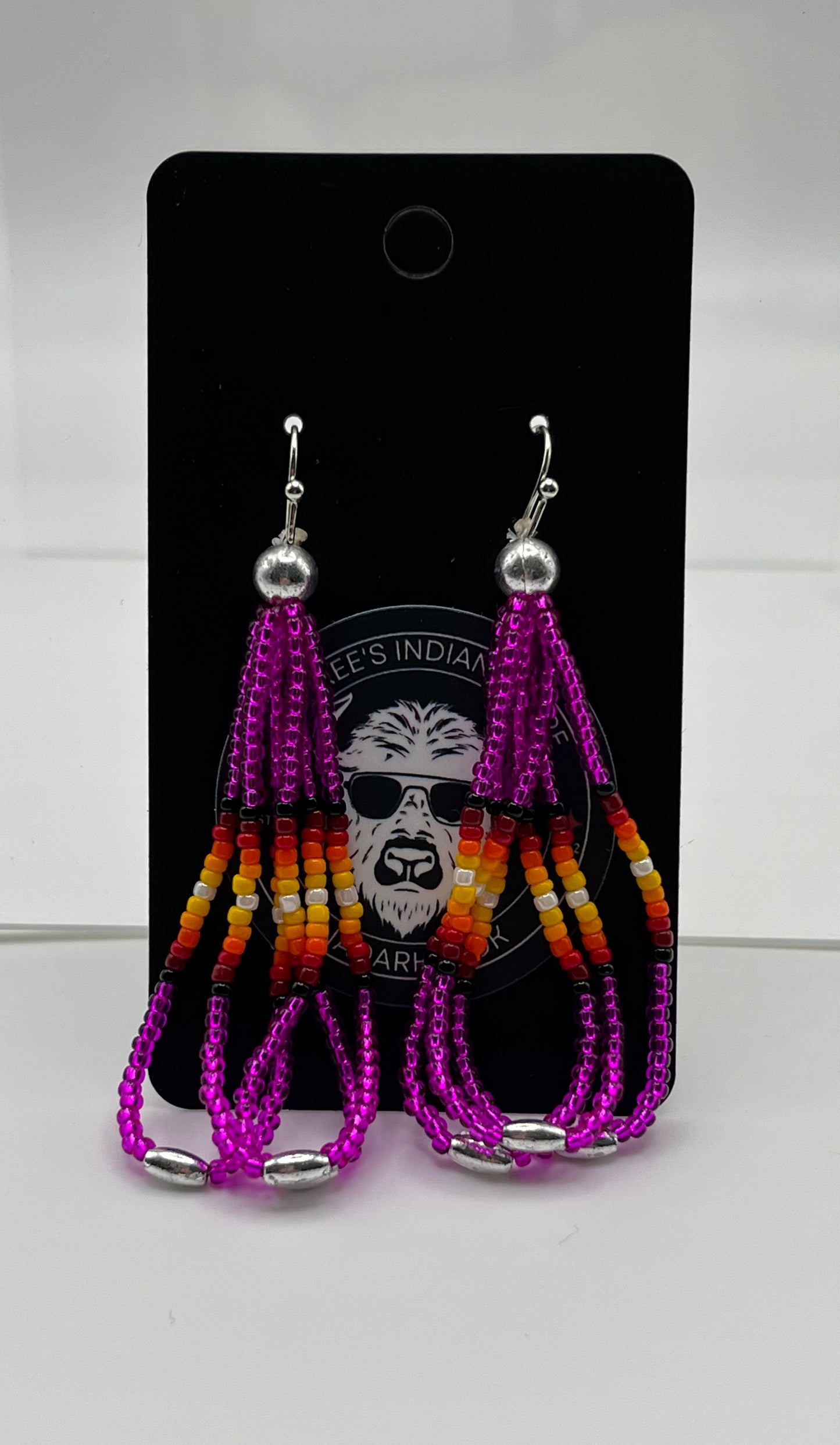 Large Beaded Earrings Fuchsia