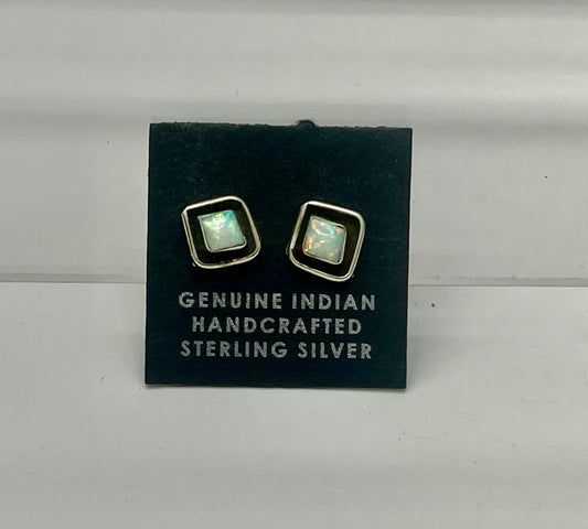 Petite Opal and Sterling Silver Stud Earrings