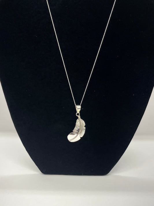 Sterling Silver Feather Pendant with Chain
