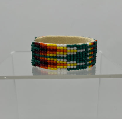 Beaded Cuff Bracelet; Dark Green