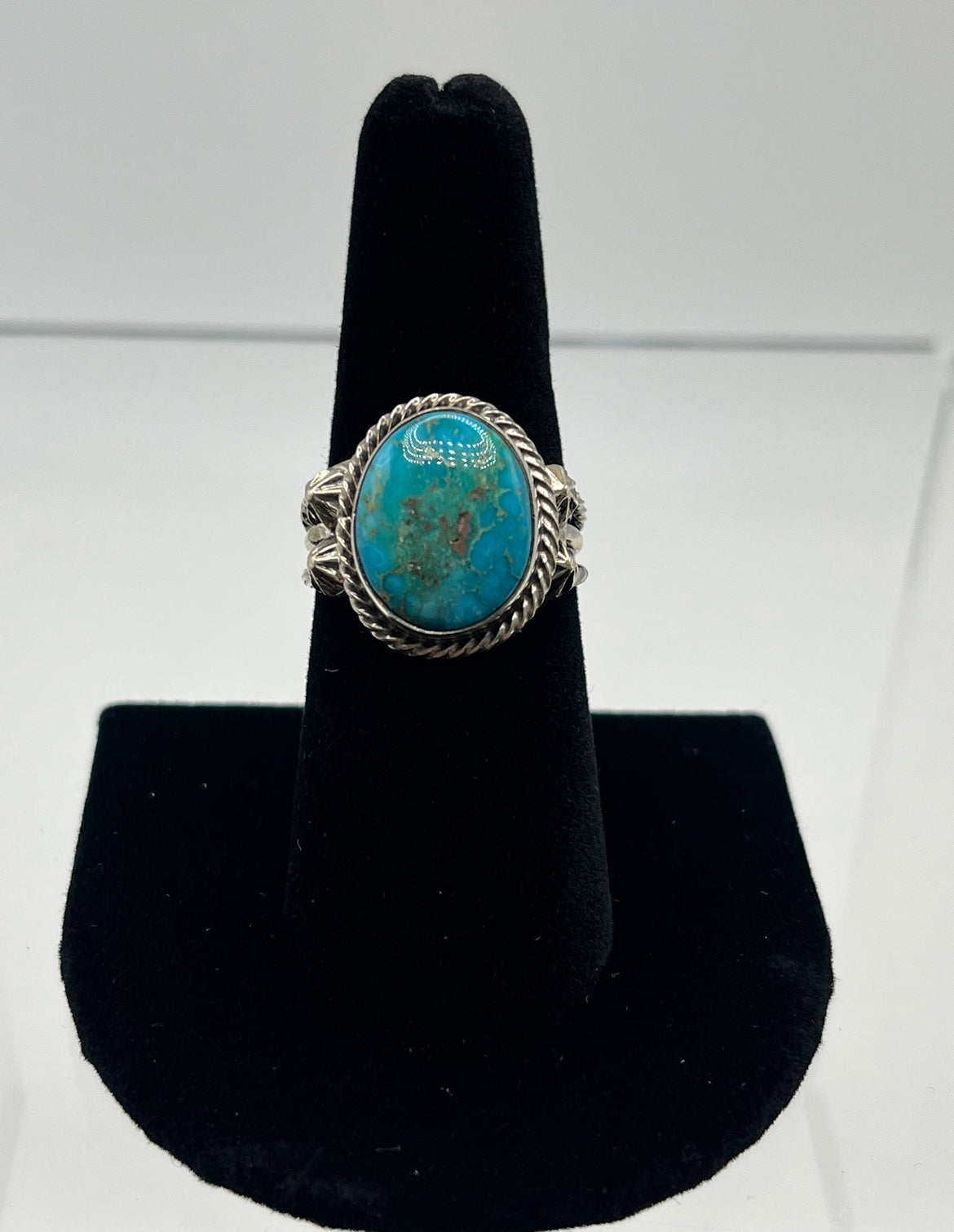 Turquoise and Sterling Silver Ring; Size 7.75