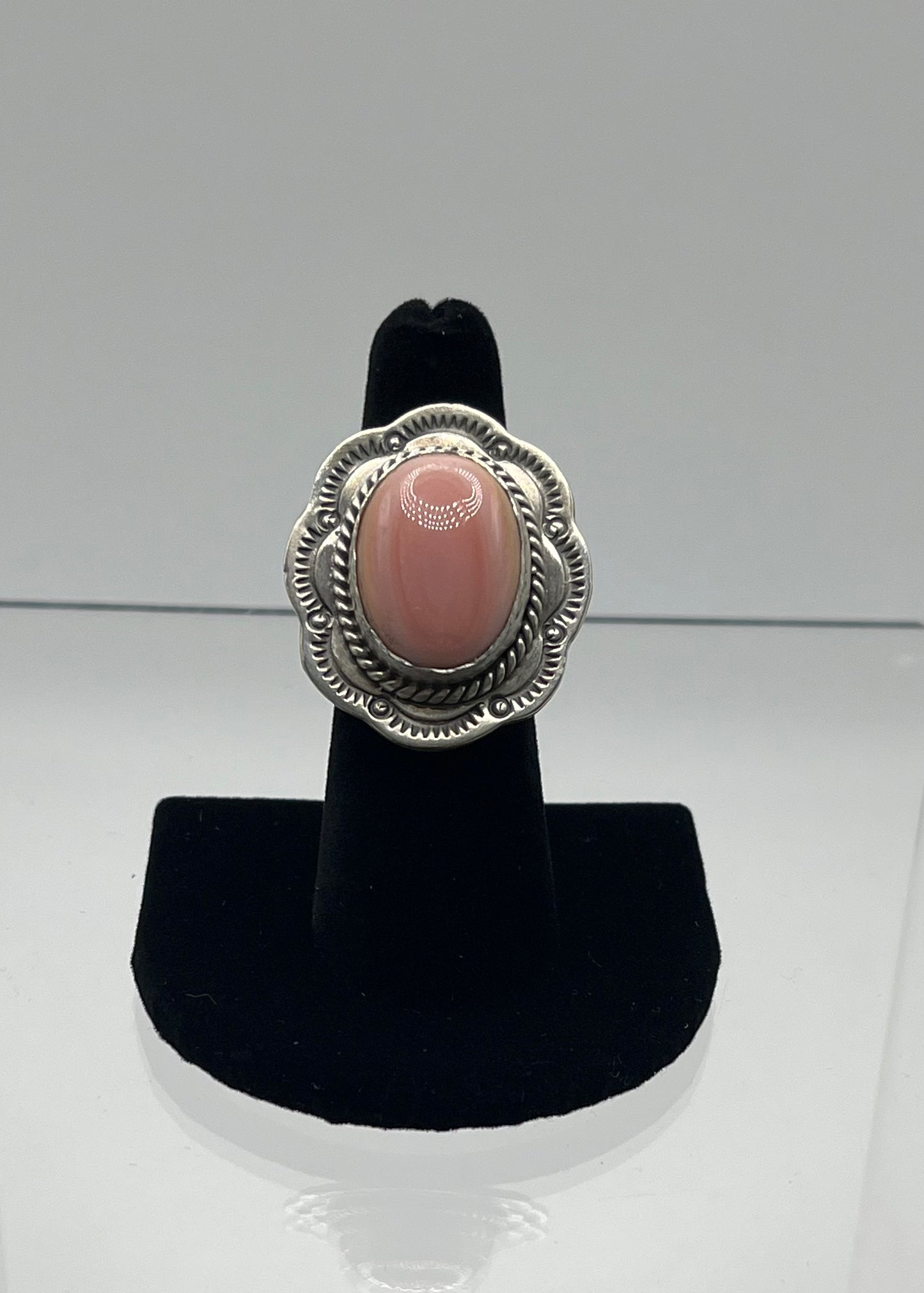 Pink Conch and Sterling Silver Ring 7