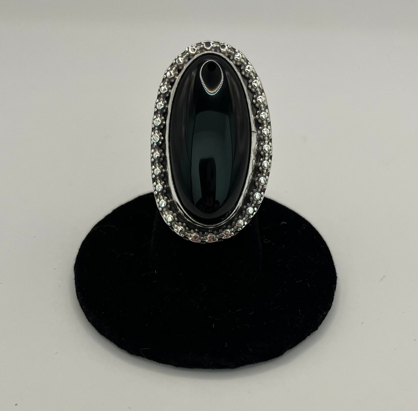 Onyx and Sterling Silver Ring Size 6.5