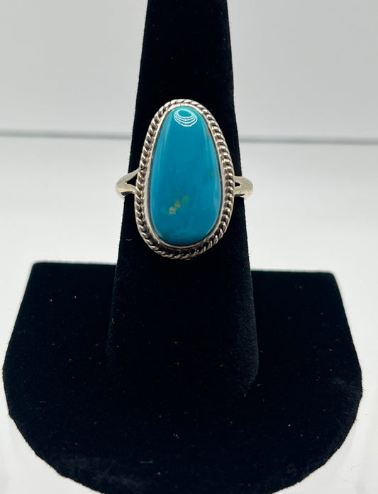 Crow Springs Turquoise and Sterling Silver Ring; Size 8